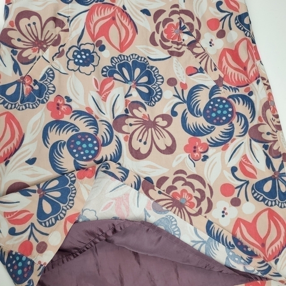 🔴 Anthropologie Boden Beige Coral Blue Floral Corded Boho Dress Sz 8R - Picture 7 of 15